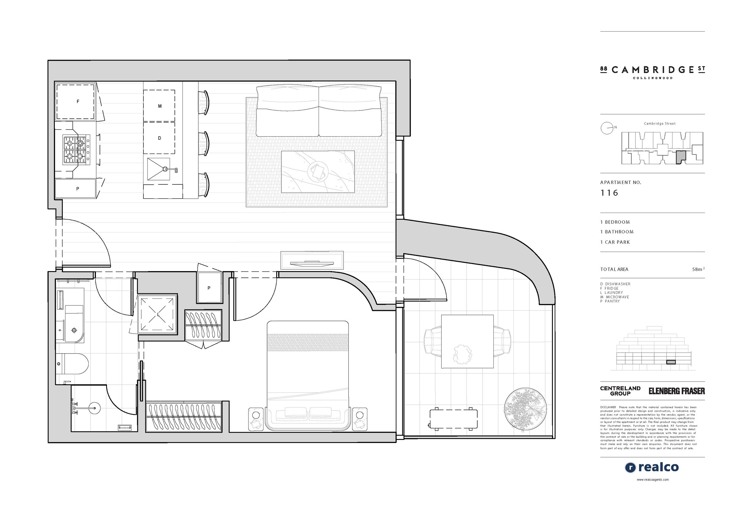 Floor plan for 116 / 88 Cambridge St, Collingwood