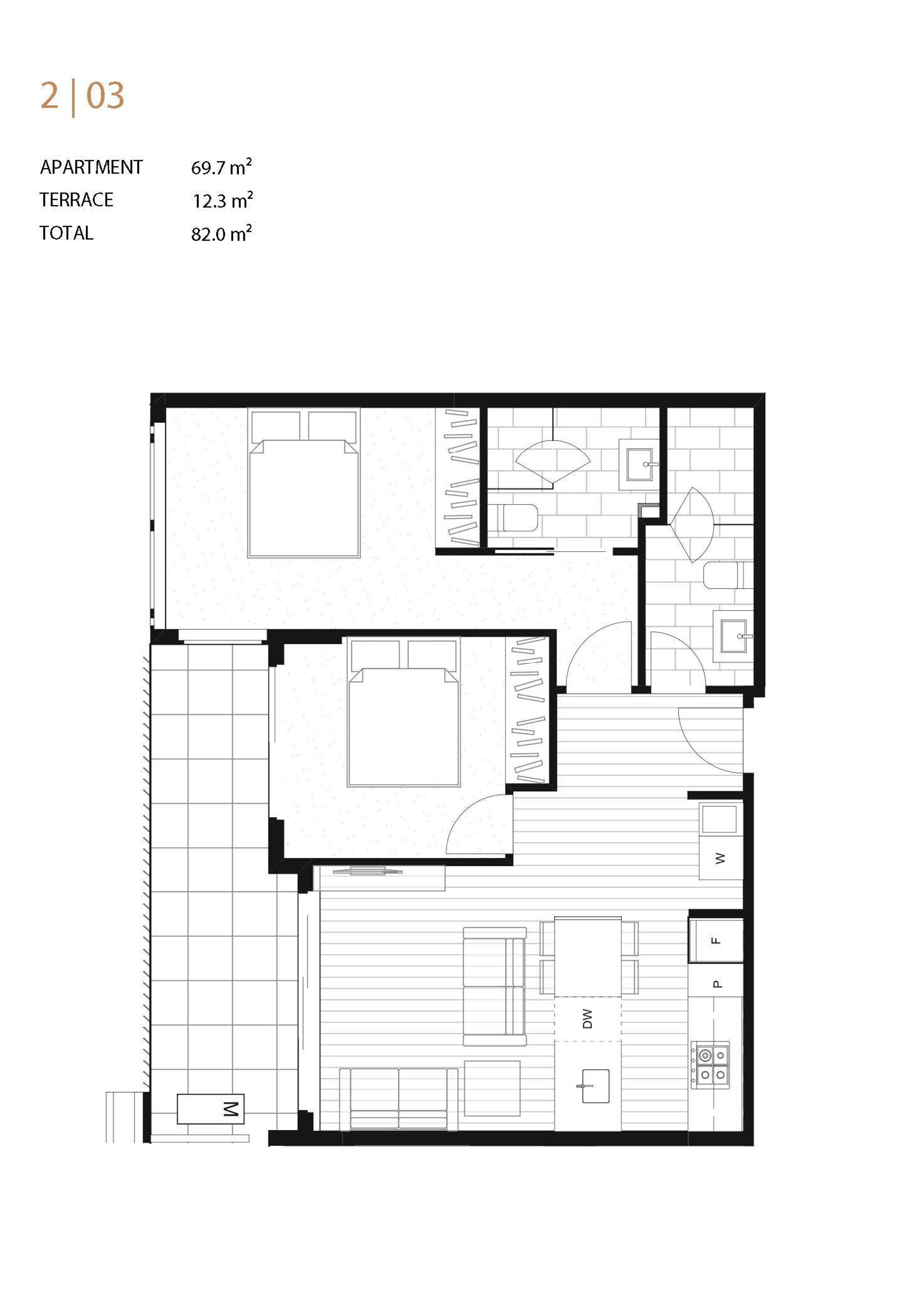 Floor plan for 203 / 27 Aitken Street, Williamstown