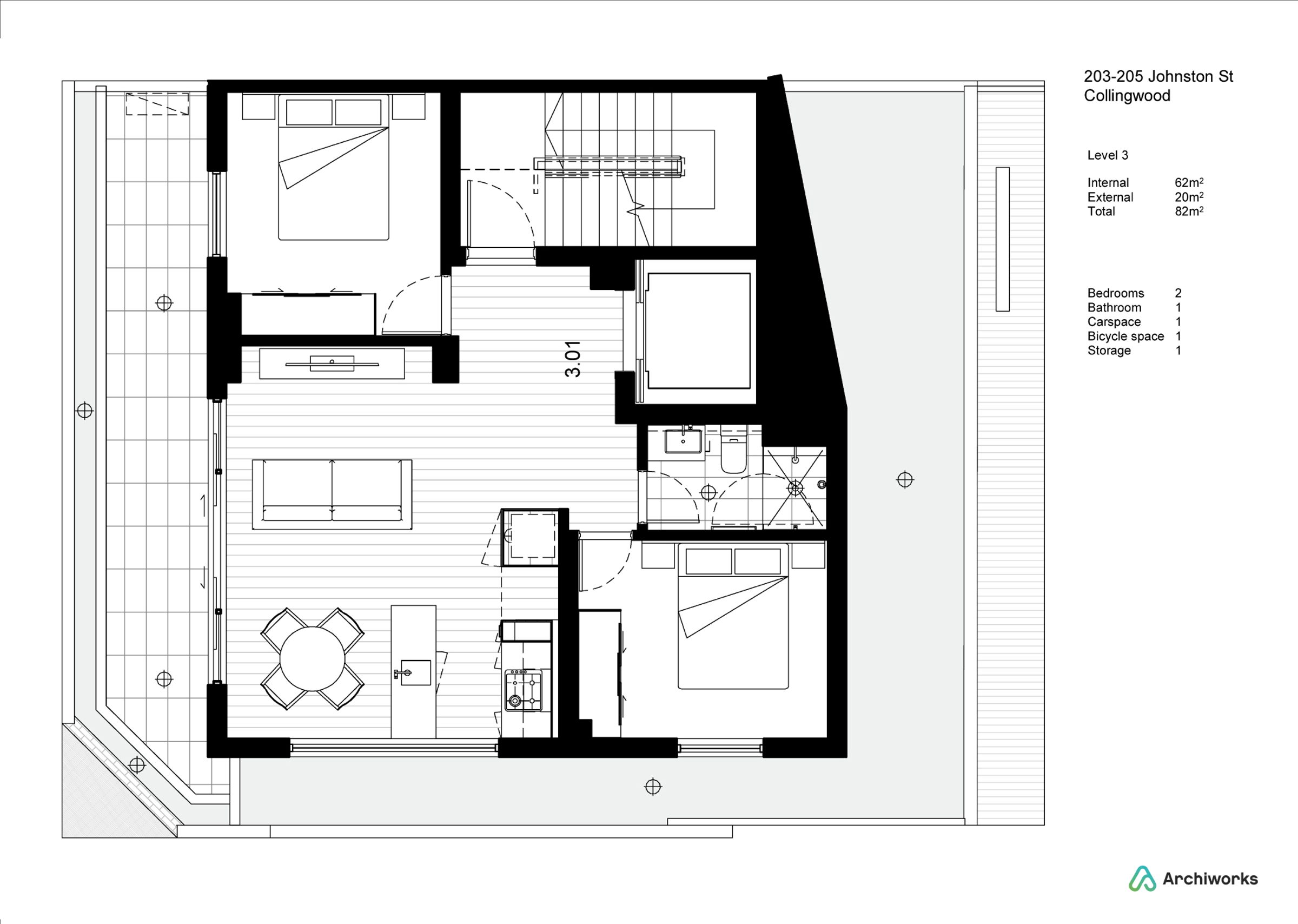 Floor plan for 301 / 203 Johnston Street, Collingwood