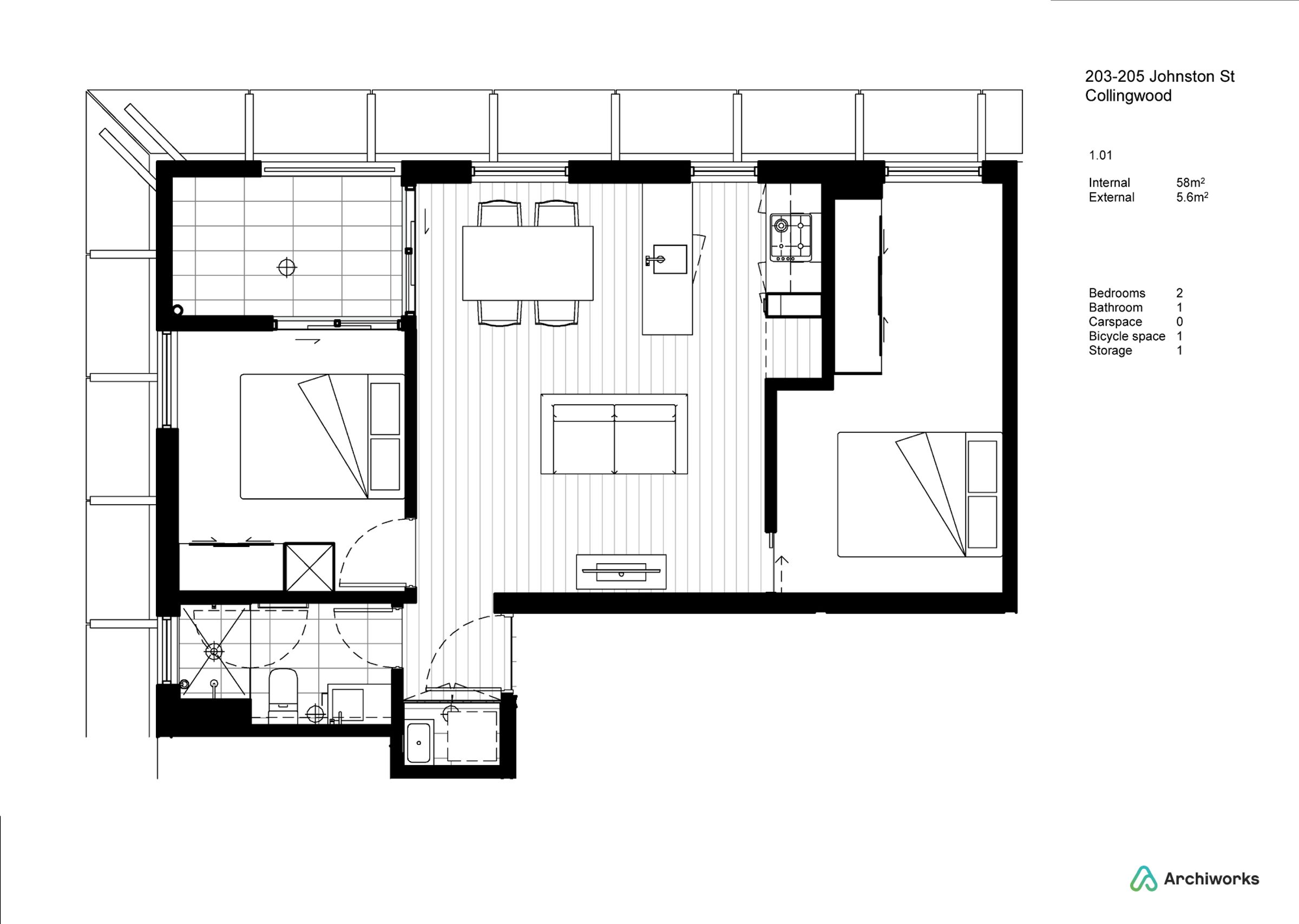 Floor plan for 101 / 203 Johnston Street, Collingwood