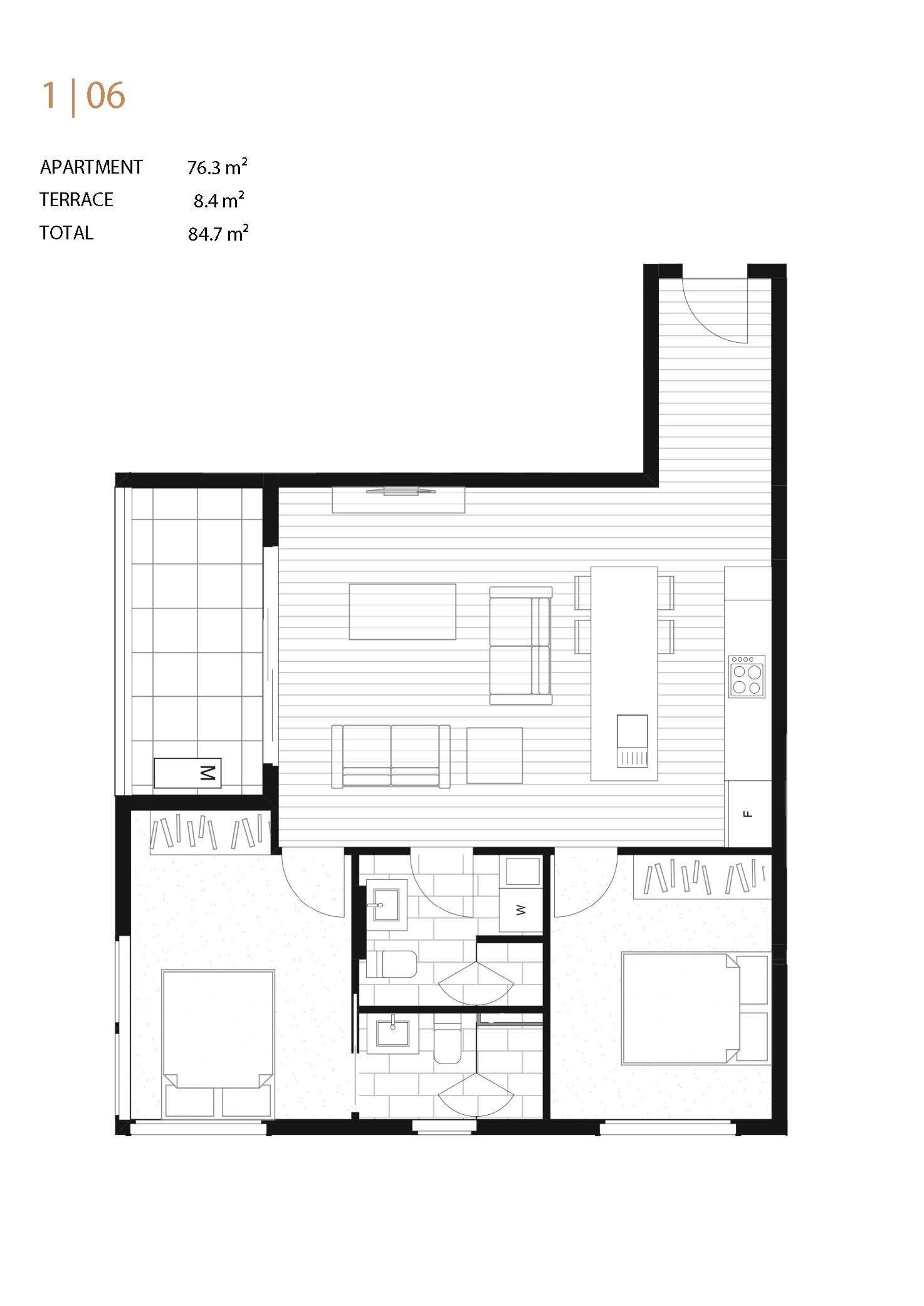 Floor plan for 106 / 27 Aitken Street, Williamstown
